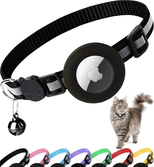 ATUBAN Reflective Breakaway Cat Collar with AirTag Holder & Bell - Perfect for Kittens and Cats!