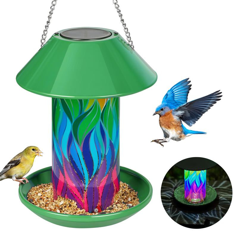 Kingsyard Solar Bird Feeder for Outdoor Hanging - Waterproof Wild Bird Feeder Garden Lantern Backyard Decoration, Ideal Gift for Bird Lovers