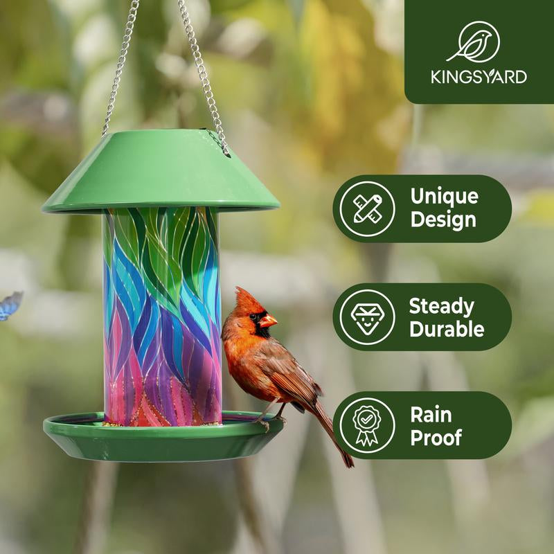 Kingsyard Solar Bird Feeder for Outdoor Hanging - Waterproof Wild Bird Feeder Garden Lantern Backyard Decoration, Ideal Gift for Bird Lovers