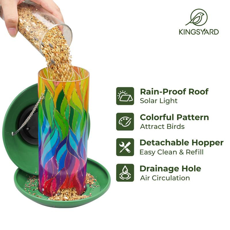 Kingsyard Solar Bird Feeder for Outdoor Hanging - Waterproof Wild Bird Feeder Garden Lantern Backyard Decoration, Ideal Gift for Bird Lovers