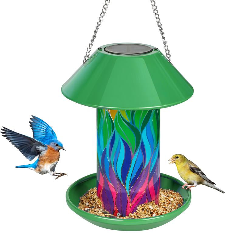 Kingsyard Solar Bird Feeder for Outdoor Hanging - Waterproof Wild Bird Feeder Garden Lantern Backyard Decoration, Ideal Gift for Bird Lovers