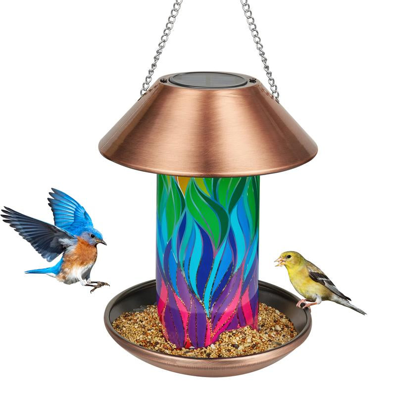 Kingsyard Solar Bird Feeder for Outdoor Hanging - Waterproof Wild Bird Feeder Garden Lantern Backyard Decoration, Ideal Gift for Bird Lovers