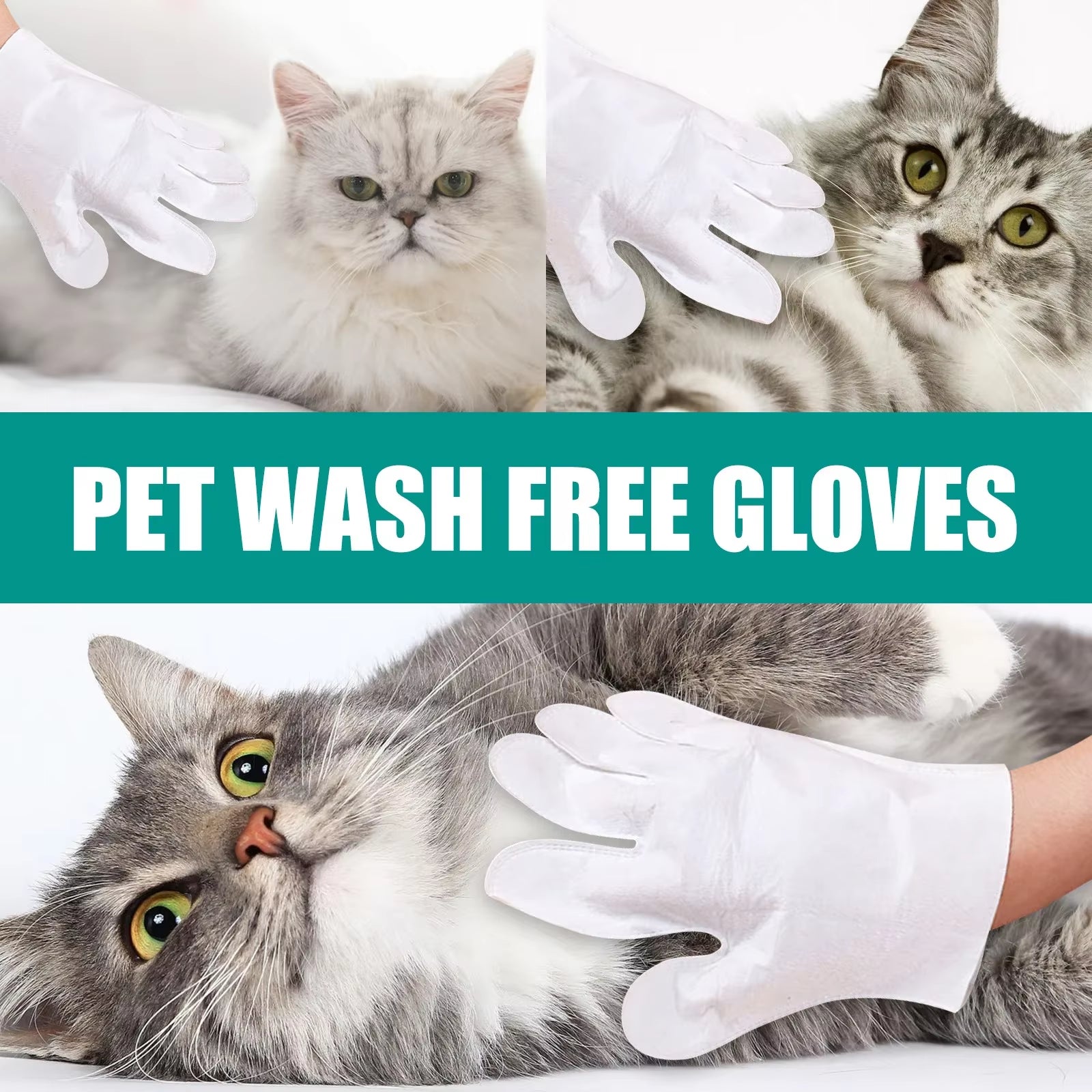 2/6Pcs Pet Disposable Cleaning Gloves Wash Free Cats Dogs SPA Bath Supplies Massage Non Woven Fabric No Rinse Eye Wipe Gloves