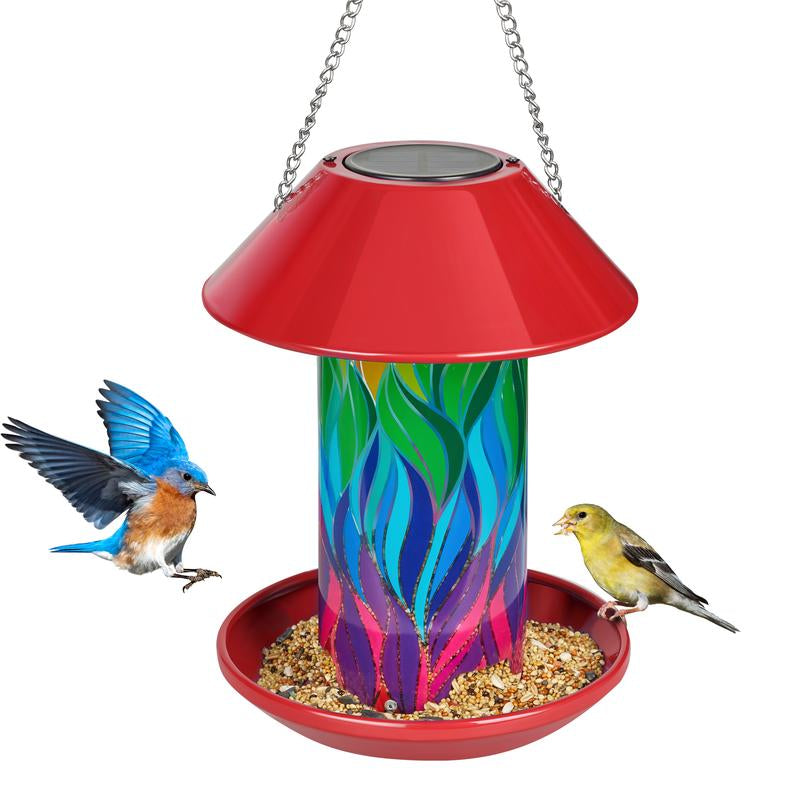 Kingsyard Solar Bird Feeder for Outdoor Hanging - Waterproof Wild Bird Feeder Garden Lantern Backyard Decoration, Ideal Gift for Bird Lovers