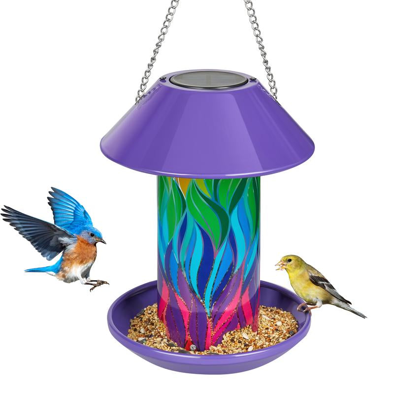 Kingsyard Solar Bird Feeder for Outdoor Hanging - Waterproof Wild Bird Feeder Garden Lantern Backyard Decoration, Ideal Gift for Bird Lovers