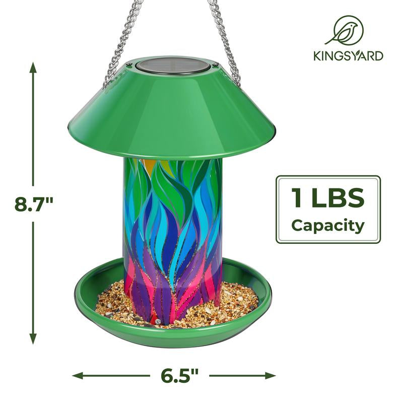 Kingsyard Solar Bird Feeder for Outdoor Hanging - Waterproof Wild Bird Feeder Garden Lantern Backyard Decoration, Ideal Gift for Bird Lovers